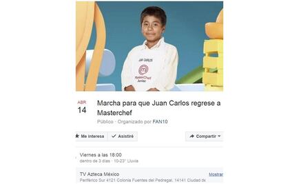 Convocan a marcha para que Juan Carlos regrese a MasterChef