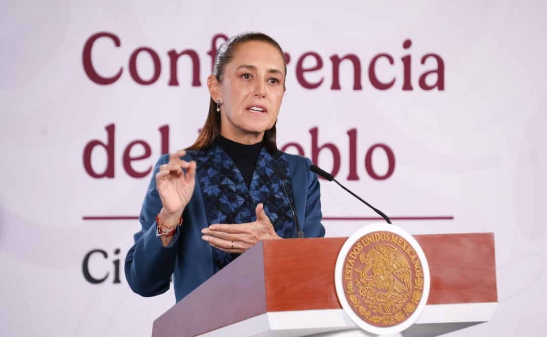 La presidenta Claudia Sheinbaum en la “Mañanera del Pueblo” del 10 de agosto de 2026 en Palacio Nacional. Foto: Karla Guerrero/ EL UNIVERSAL