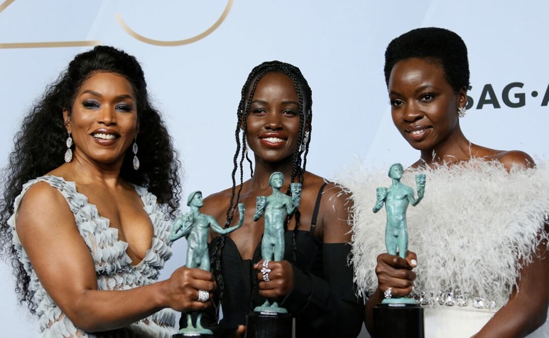 Angela Bassett, Lupita Nyong'o y Danai Gurira. FOTO: AFP