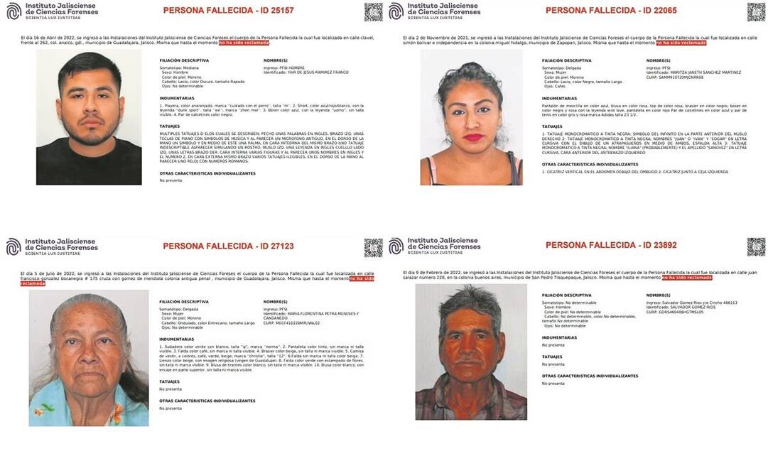 De los 68 registros publicados por la administración de Jalisco se desprende que 67 personas fueron localizadas en municipios del Área Metropolitana de Guadalajara.