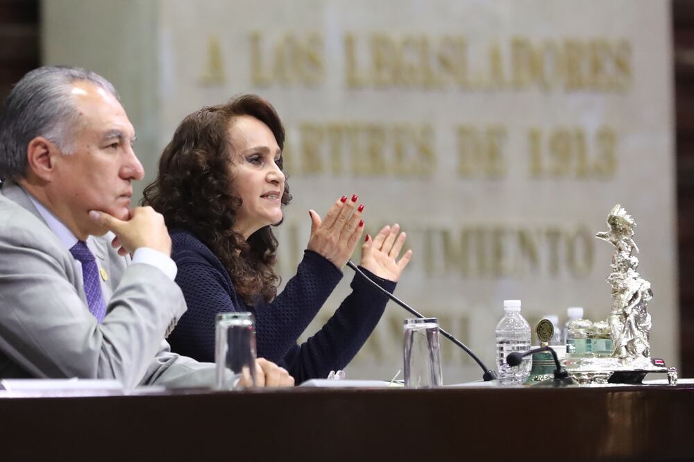 La vicepresidenta de la Mesa directiva en la Cámara de Diputados, Dolores Padierna habló a nombre de su partido Morena, al término de la comparecencia del secretario de Hacienda, José Antonio González (LUCÍA GODINEZ / EL UNIVERSAL)