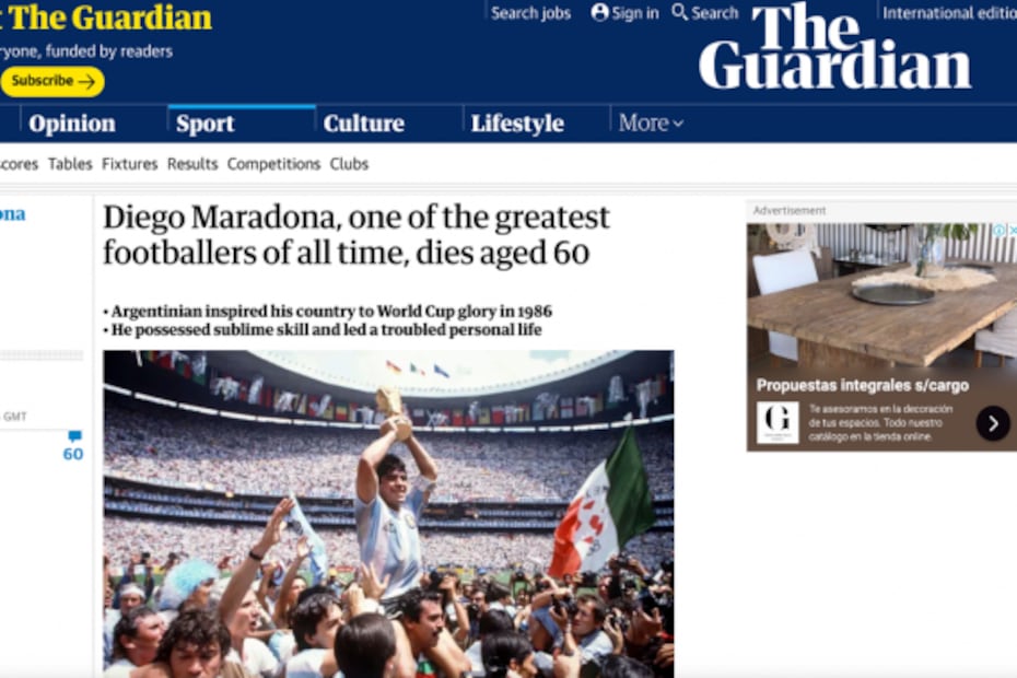 "La muerte de un Dios": así reportan el fallecimiento de Maradona en el mundo