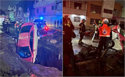 Taxista cae en socavón en Iztapalapa tras no ver las señales de precaución, salió ileso