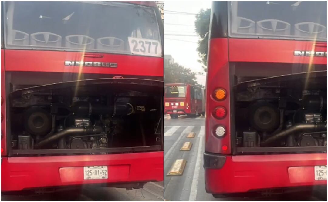 Incendio en motor de una unidad del Metrobús. Foto: Especial