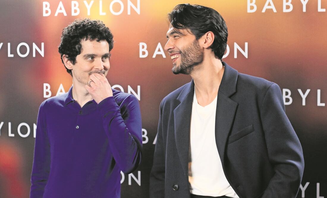 Damien Chazelle y Diego Calva estuvieron ayer en México para promover la película Babylon, por la que el mexicano está nominado a los premios Globos de Oro como Mejor actor de película musical o comedia. Foto: Carlos Mejía / EL UNIVERSAL