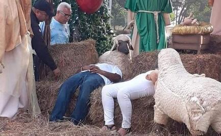 “Beben, y beben, y vuelven a beber”; personas en estado de ebriedad se duermen sobre nacimiento en plaza de Tampico