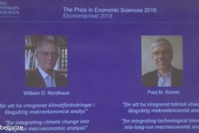 Nordhaus y Romer ganan el Premio Nobel de Economía
