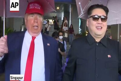 Imitadores de Donald Trump y Kim Jong-Un caminaron por las calles de Singapur
