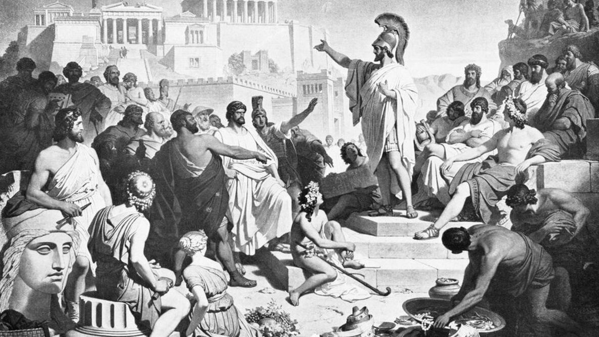 Pericles, dando uno de sus discursos. Imagen: Getty Images vía BBC