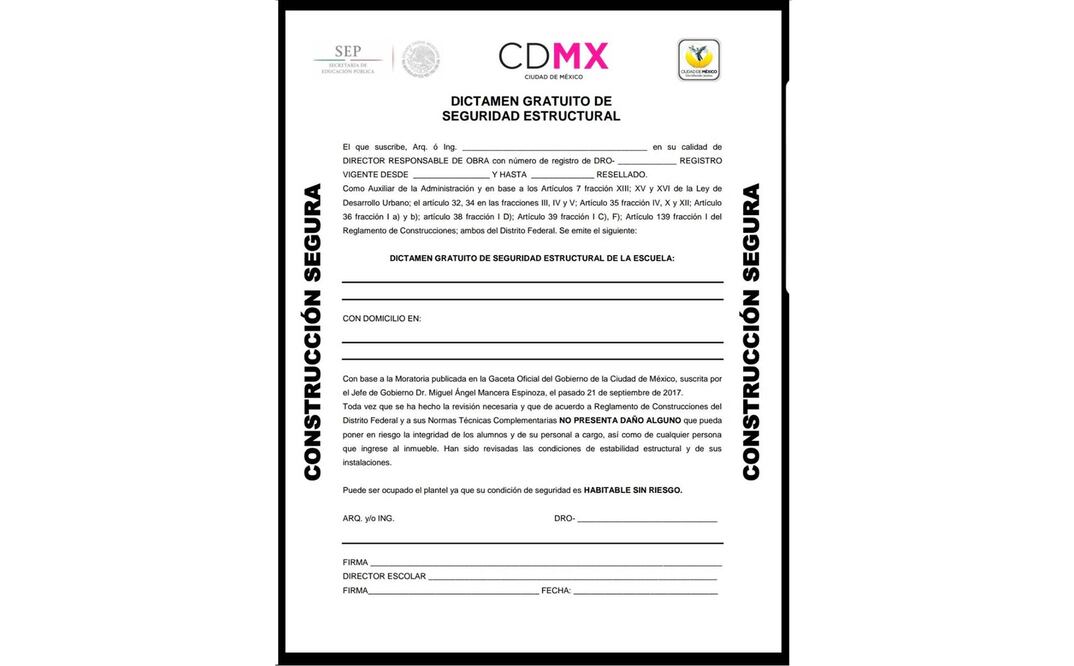 Sólo aquellas escuelas, públicas y particulares, que exhiban este dictamen en un lugar visible podrán reanudar clases. FOTO: SEP