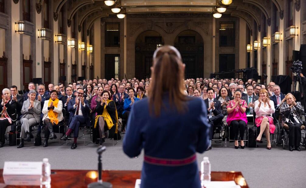 La presidenta Claudia Sheinbaum Pardo durante la XXXVII Reunión Anual de Embajadas y Consulados este 7 de enero de 2026. Foto: Presidencia