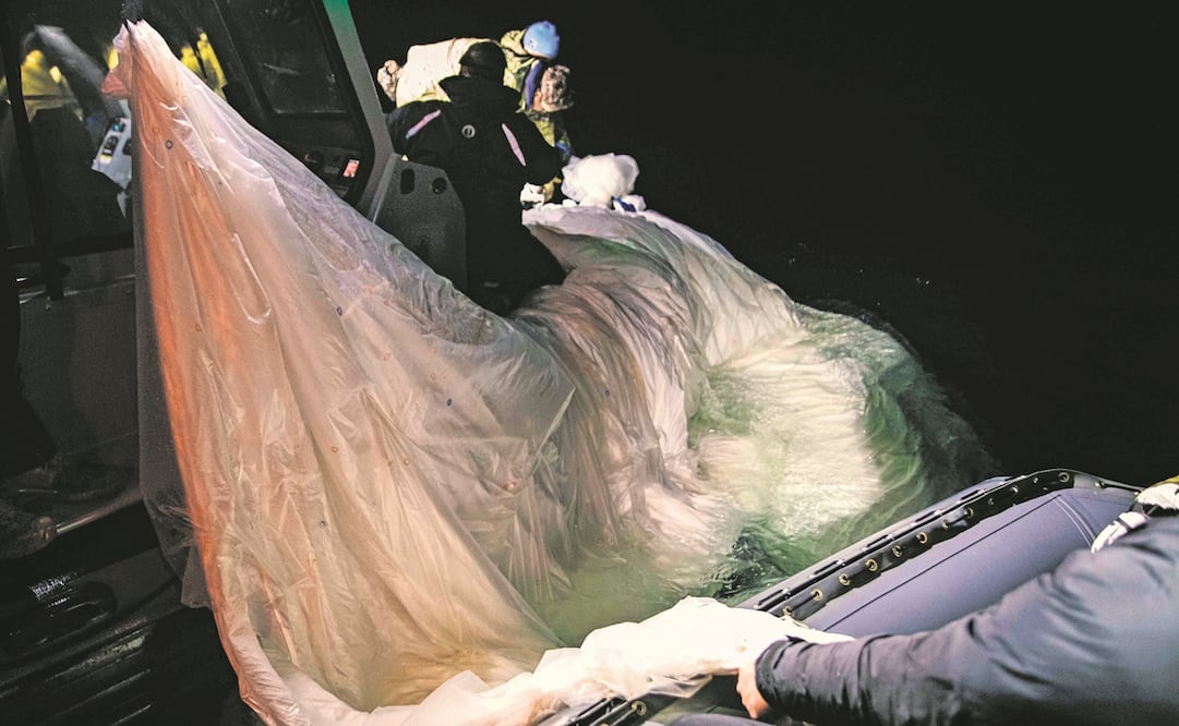 Restos del “globo espía” chino, en Carolina del Sur. Foto: AP