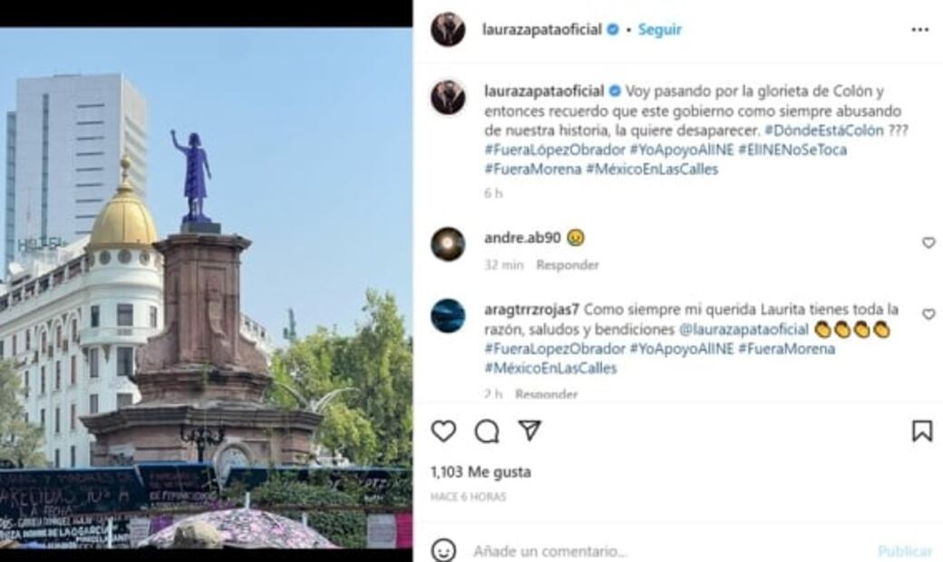 Laura Zapata entre los famosos que acudieron a la marcha a favor del INE: "son mexicanos luchando"