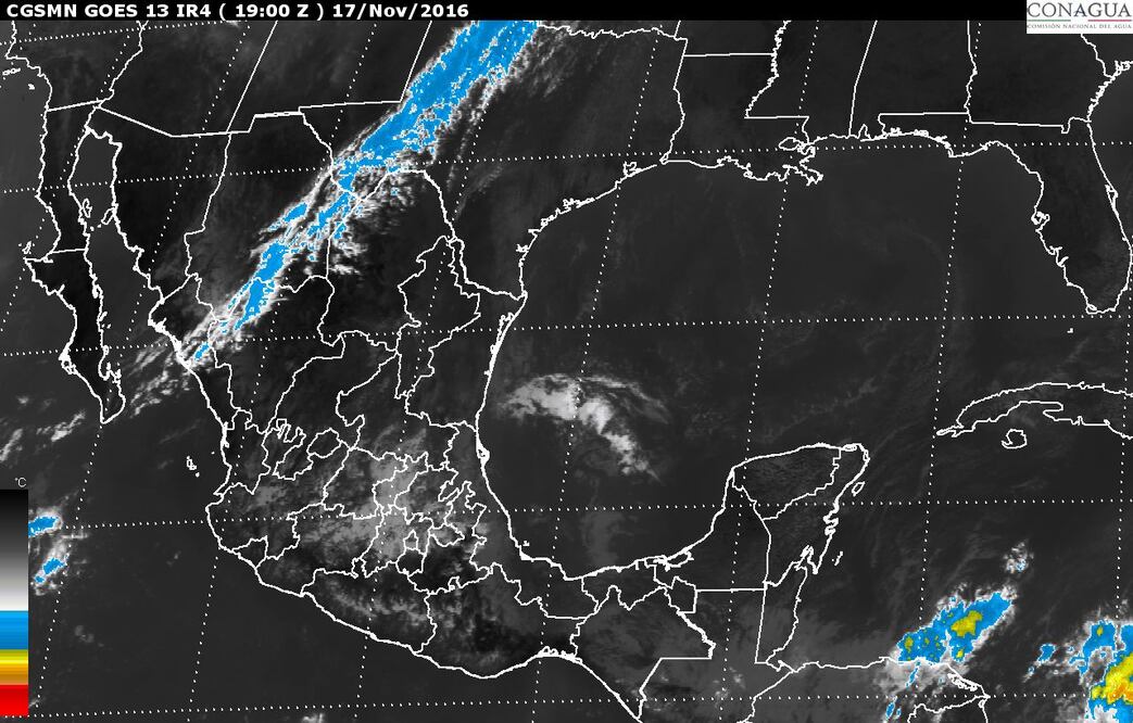 La dependencia explicó que la masa de aire polar que se asocia a este fenómeno invadirá la vertiente oriental del país  (Conagua)