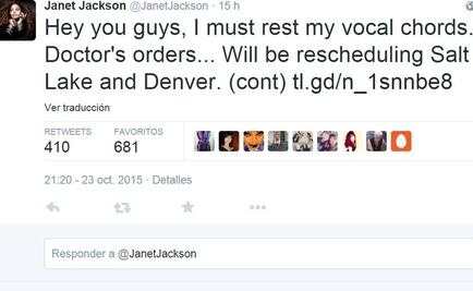 Janet Jackson suspende conciertos