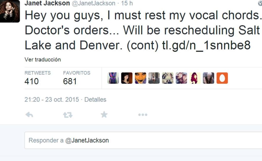 La cantante se iba a presentar este sábado en Salt Lake City y mañana en Denver, pero por órdenes del doctor, tuvo que cancelar ambas fechas. FOTO: