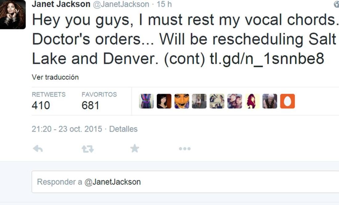 La cantante se iba a presentar este sábado en Salt Lake City y mañana en Denver, pero por órdenes del doctor, tuvo que cancelar ambas fechas. FOTO: