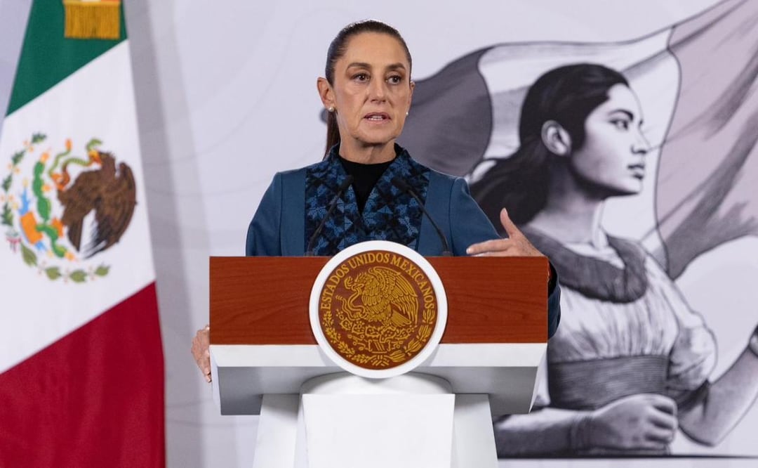 Presidenta Claudia Sheinbaum durante su conferencia de prensa desde Palacio Nacional (27/03/2026). Foto: Hugo Salvador / EL UNIVERSAL