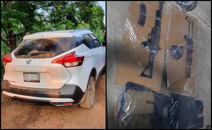 Aseguran armas automáticas y equipo táctico en vehículo abandonado en Sinaloa