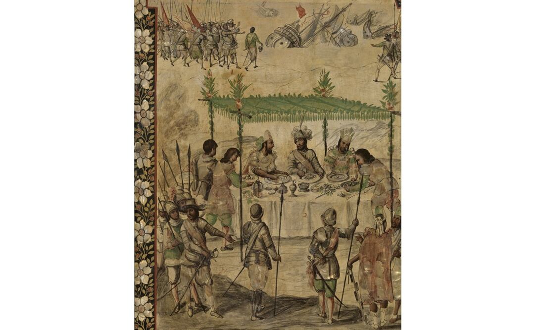 Conquista de México, de Miguel González. Pintura realizada hacia el siglo XVII. Foto: Museo Nacional de Bellas Artes de Argentina