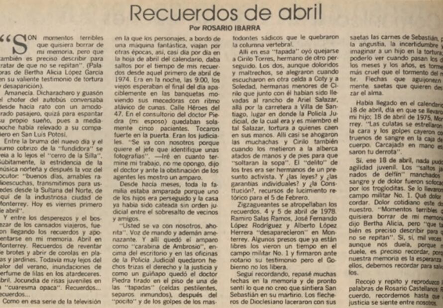 Triquis y marxismo, temas de Rosario Ibarra de Piedra en sus artículos de EL UNIVERSAL