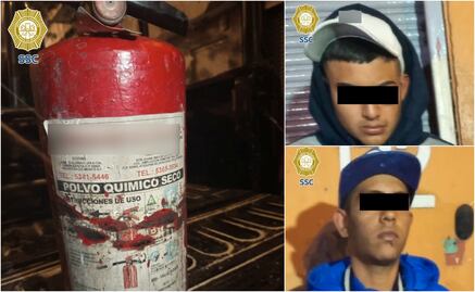 Detienen a dos sujetos por presuntamente rociar gas con un extintor vehículos en el centro de la CDMX  