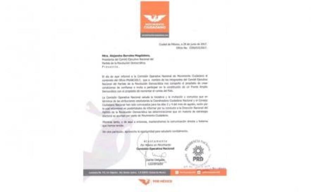 MC analizará propuesta de Barrales sobre frente opositor