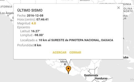 Se registra sismo de 4.0 en Oaxaca