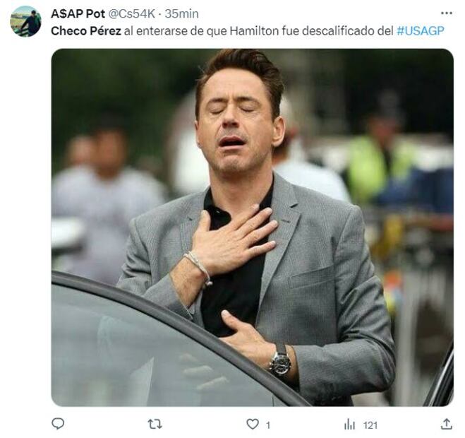 Checo Pérez y los mejores memes de la descalificación de Lewis Hamilton - Foto: Especial