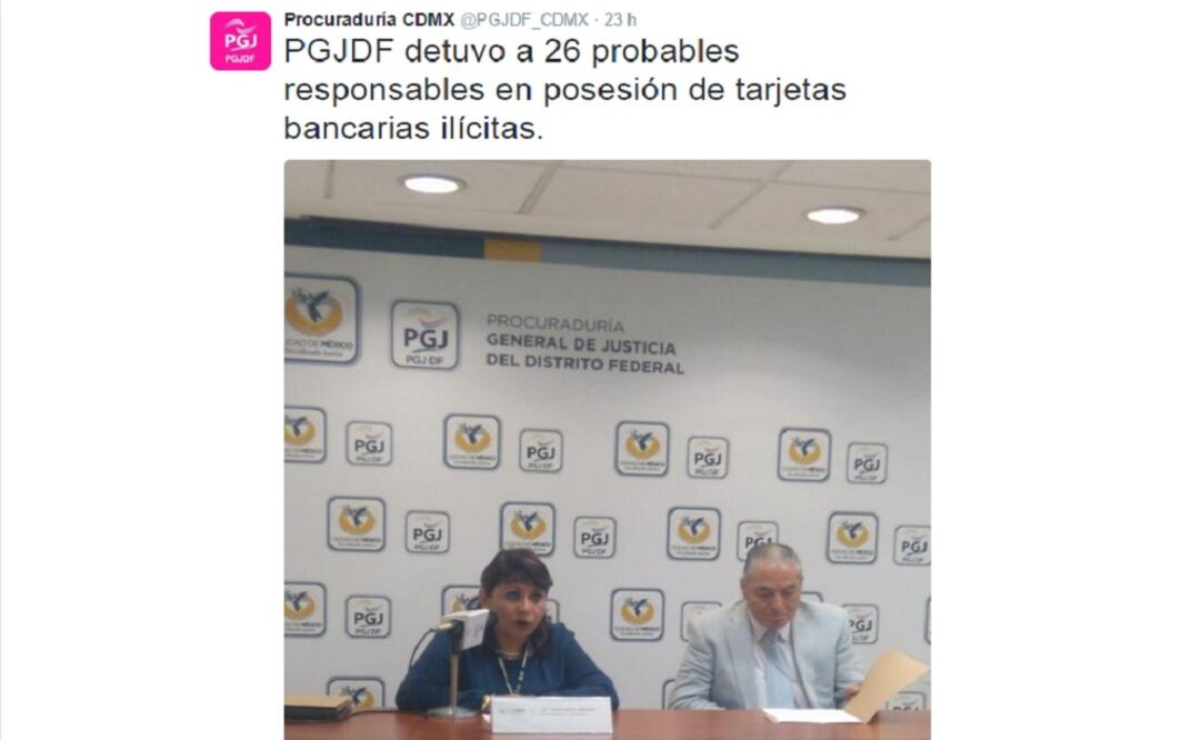Prosecutors said that the suspects were caught in simultaneous raids on a number of ATM machines throughout Mexico City. (Photo: Taken from Twitter @PGJDF_CDMX)
