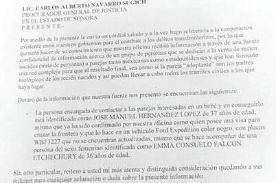 EU alertó a Sonora sobre venta de niños
