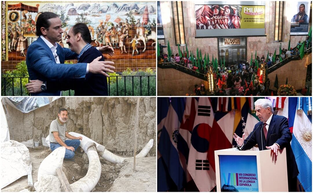 Encuentro entre descendientes de Cortés y Moctezuma, protesta contra una obra de arte, el hallazgo de los restos de 14 mamuts en el EdoMex y las palabras de Vargas Llosa a AMLO acapararon la atención en 2019. Fotos: archivo El Universal
