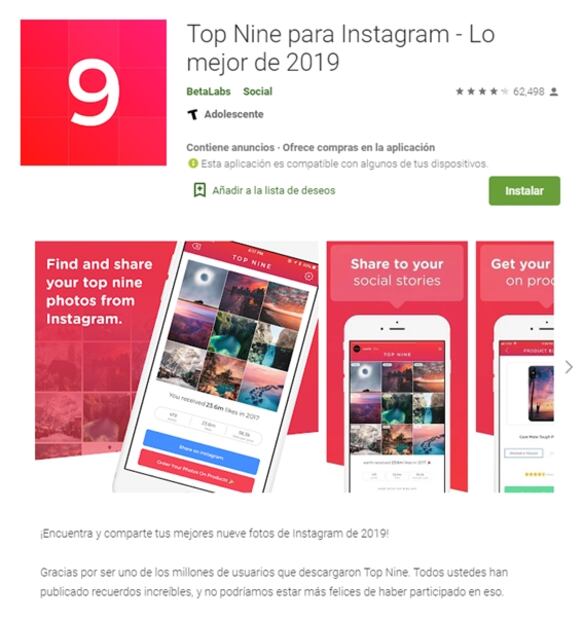 Cómo ver tu Top Nine de Instagram