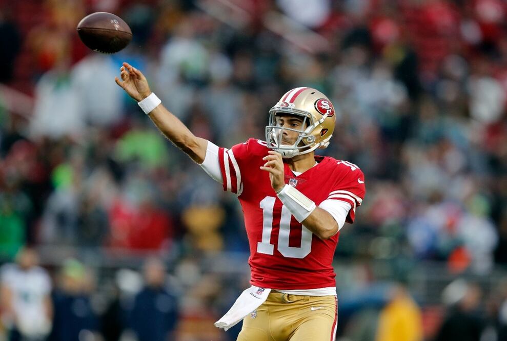 AP. Jimmy Garoppolo llegó a los 49ers en el Draft de 2018 y disputará su primer partido como titular