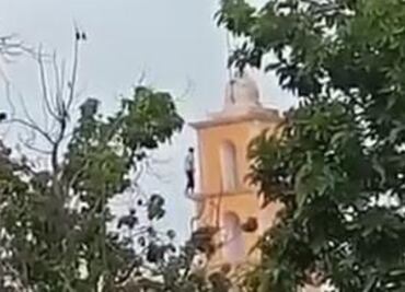 Hombre intenta quitarse la vida al saltar desde cúpula de iglesia en Yucatán; estaría bajo efectos de drogas