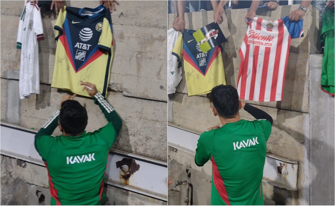 ¿Traicionan a sus equipos? Alexis Vega firmó una playera de América y Edson Álvarez una de Chivas / FOTO: ESPECIAL