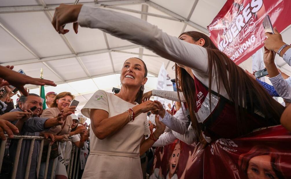 Claudia Sheinbaum Pardo, candidata a la presidencia de la República por la coalición Sigamos Haciendo Historia, encabezó un mitin en el municipio de Tecámac, en el Estado de México. Foto: Diego Simón / EL UNIVERSAL