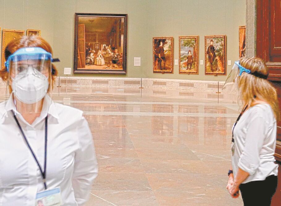 El Museo del Prado, el más importante de España, volverá a abrir mañana con una muestra de sus obras maestras. El recinto, al igual otros en Europa, aplicará medidas sanitarias para prevenir contagios de Covid-19. Foto: BALLESTEROS. EFE