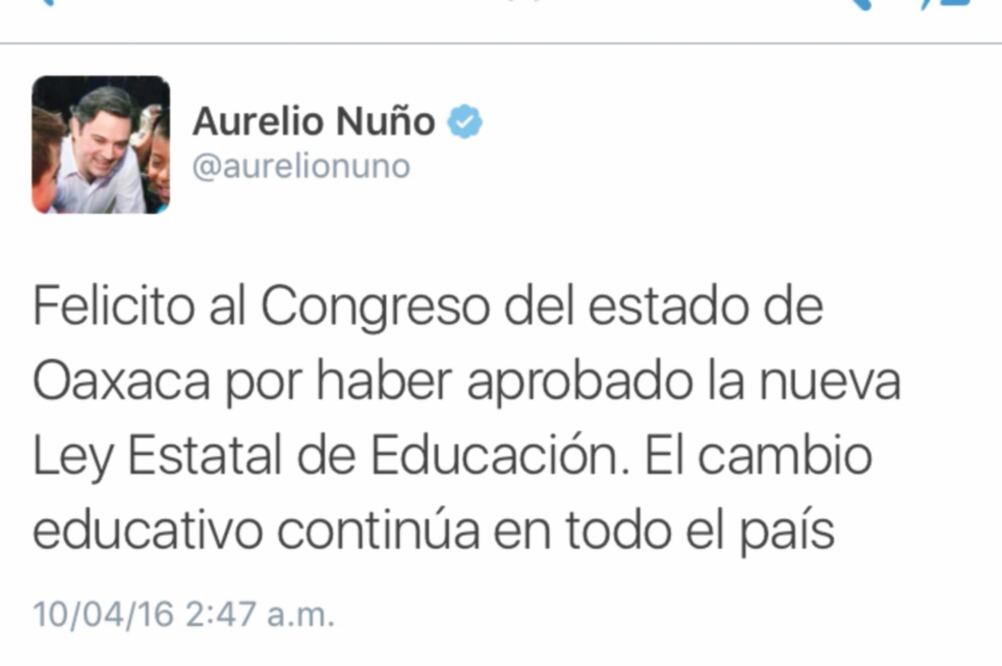 Nuño publicó la felicitación en su cuenta de Twitter