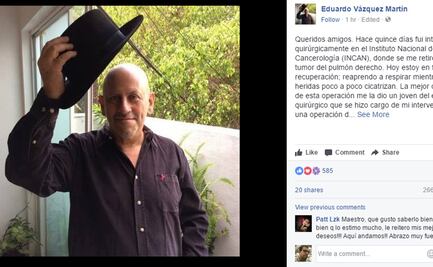 Secretario de Cultura capitalino informa que padece cáncer