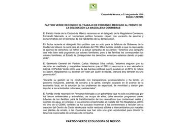 Partido Verde capitalino avala y respeta que Fernando Mercado vote por Sheinbaum