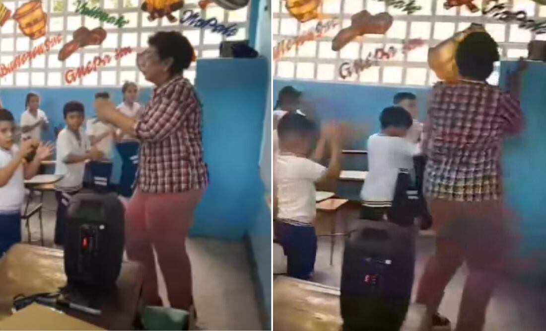 El video de una docente con sus alumnos que enterneció a todos. Fuente: captura de video