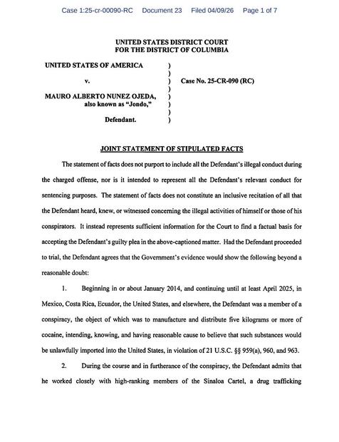 Una Corte del Distrito de Columbia, en Estados Unidos, inició el procedimiento judicial contra Mauro Alberto Núñez Ojeda, alias El Jando.