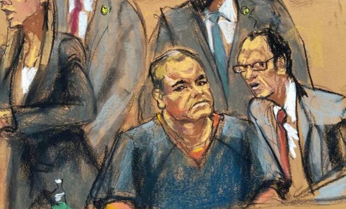 Courtroom sketch of Joaquín "El Chapo" Guzmán in New York case - Photo: AP