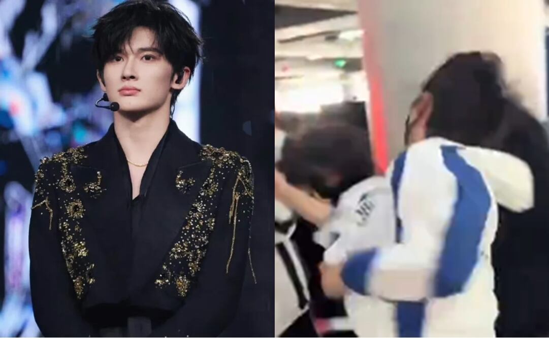 Cantante chino Yu Yuhan arremete contra fans que bloqueaban su paso. Foto: Captura de video y redes sociales