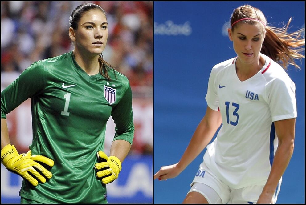 Las bellas jugadoras Hope Solo y Alex Morgan dieron por terminada su participación en Juegos Olímpicos tras perder en penales (4-3) con la selección femenil de futbol de Estados Unidos ante Suecia. Foto Archivo EL UNIVERSAL/AP