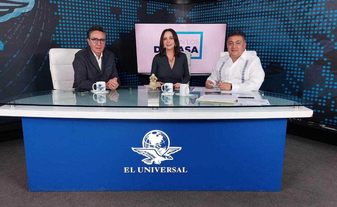 David Aponte, Director General Editorial de EL UNIVERSAL, columnista Maite Azuela y Miguel Urrutia Lozano, titular de SSPC en Morelos. Foto: Julio Suárez/ EL UNIVERSAL