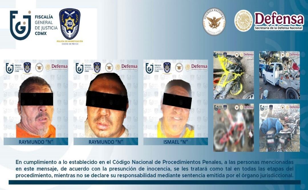 Caen tres por robo y posesión ilegal de vehículos en Iztapalapa; uno es menor de edad. Foto: Especial