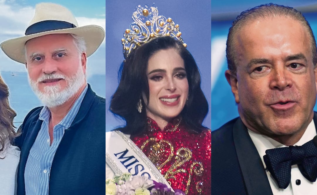 Bernardo Bosch Hernández, padre de Fátima Bosch, la Miss Universo 2025 y Raúl Rocha, copropietario y presidente de la organización de Miss Universo. Fotos: Especial y Sakchai Lalit / AP