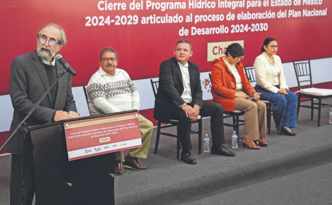 El secretario del Agua, Pedro Moctezuma, refirió que la zona cero es la parte más baja del Valle de México. (21/01/2025) Foto: Luis Camacho / El Universal